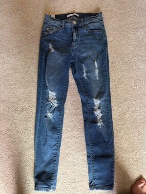 KanCan Dark Blue Distressed Skinny Jeans